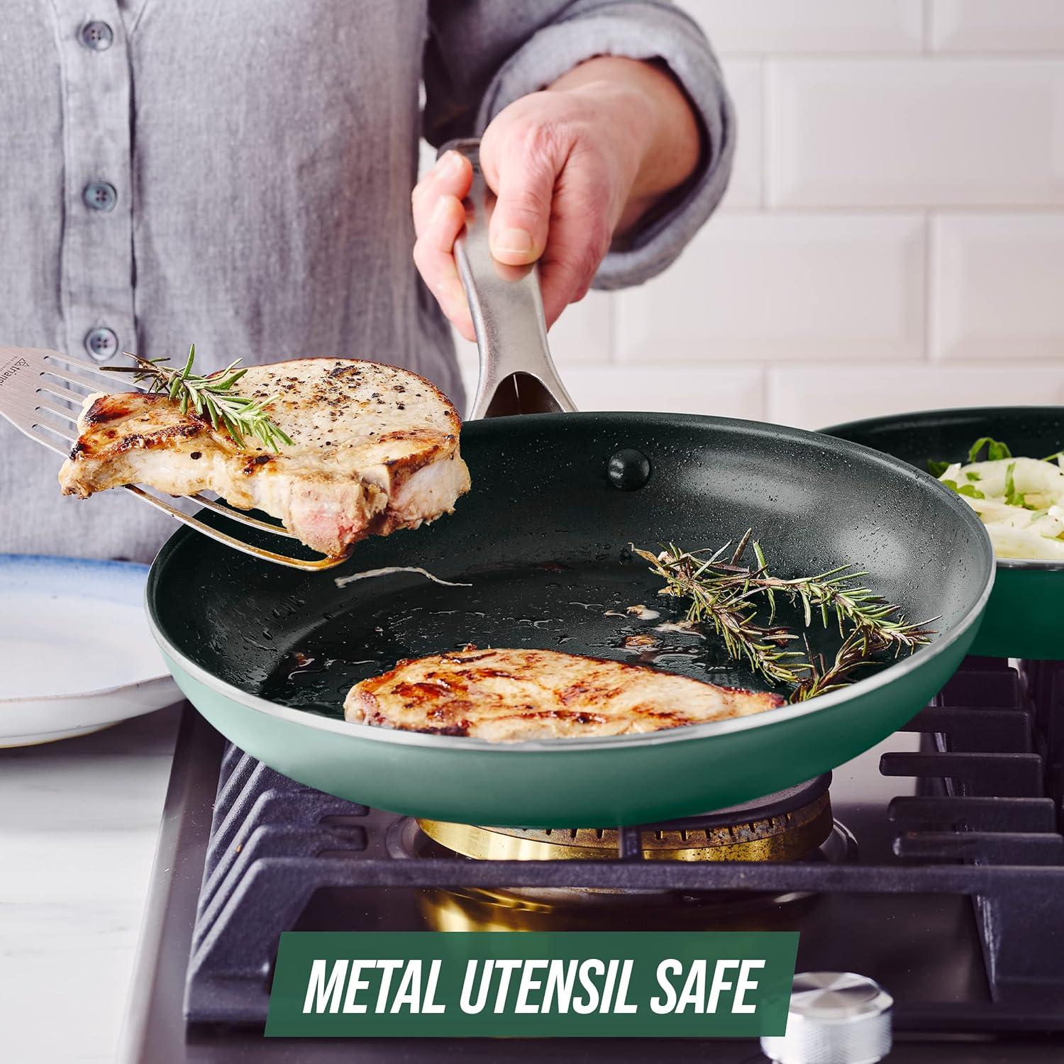 image:imageBlue Diamond Cookware Diamond Infused Ceramic Nonstick 10 Frying Pan Skillet with Lid PFASFree Dishwasher Safe Oven Safe GreenGreen