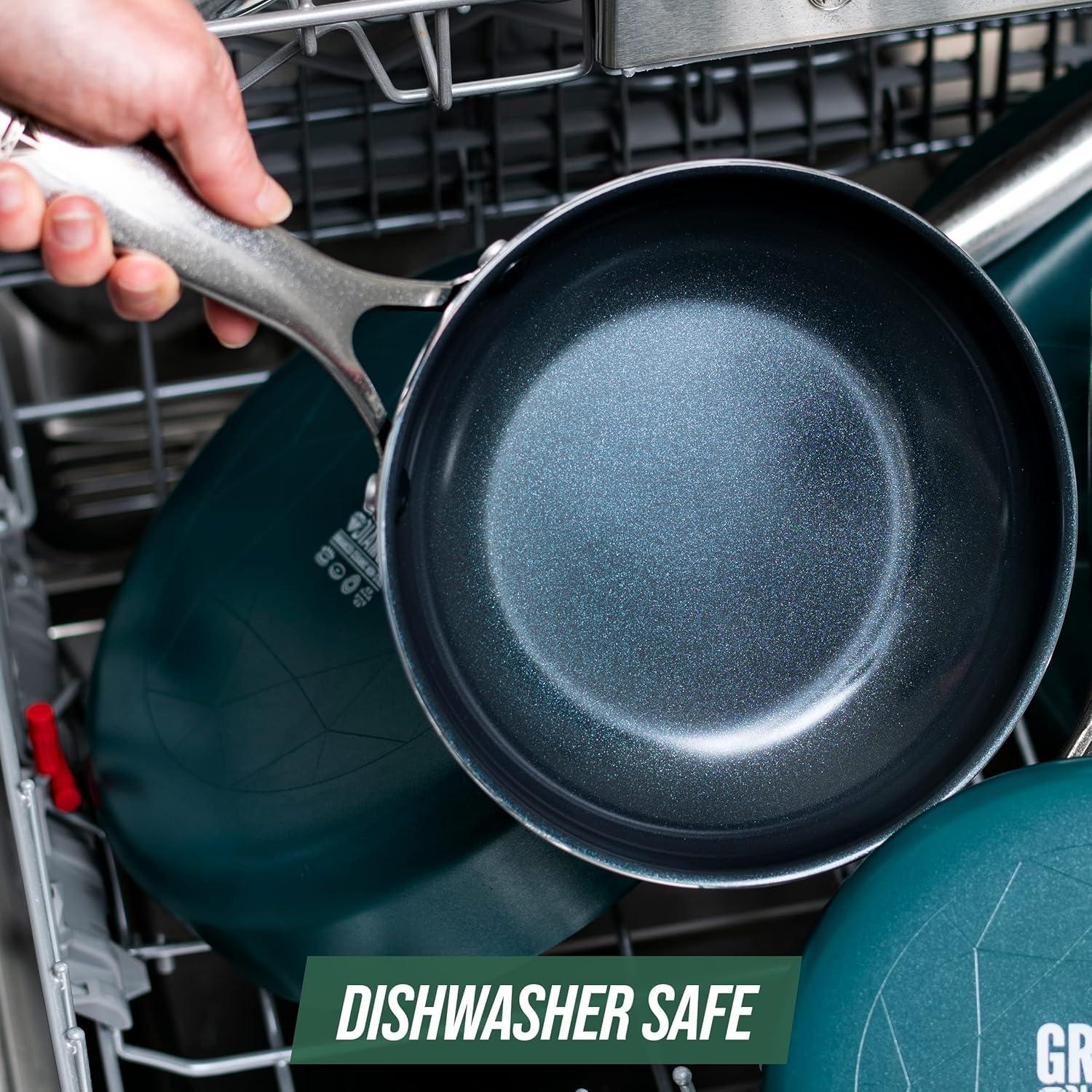 image:imageBlue Diamond Cookware Diamond Infused Ceramic Nonstick 10 Frying Pan Skillet with Lid PFASFree Dishwasher Safe Oven Safe GreenGreen