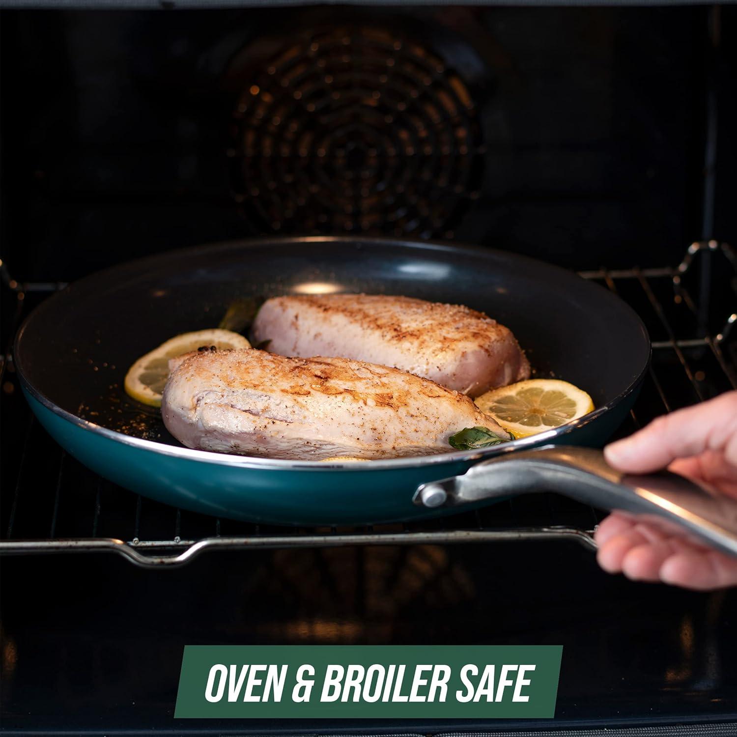 image:imageBlue Diamond Cookware Diamond Infused Ceramic Nonstick 10 Frying Pan Skillet with Lid PFASFree Dishwasher Safe Oven Safe GreenGreen