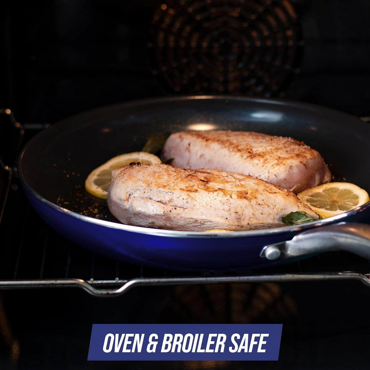 image:imageBlue Diamond Cookware Diamond Infused Ceramic Nonstick 4 Piece Cookware Pots and Pans Set PFAS Free Dishwasher Safe Oven Safe Blue