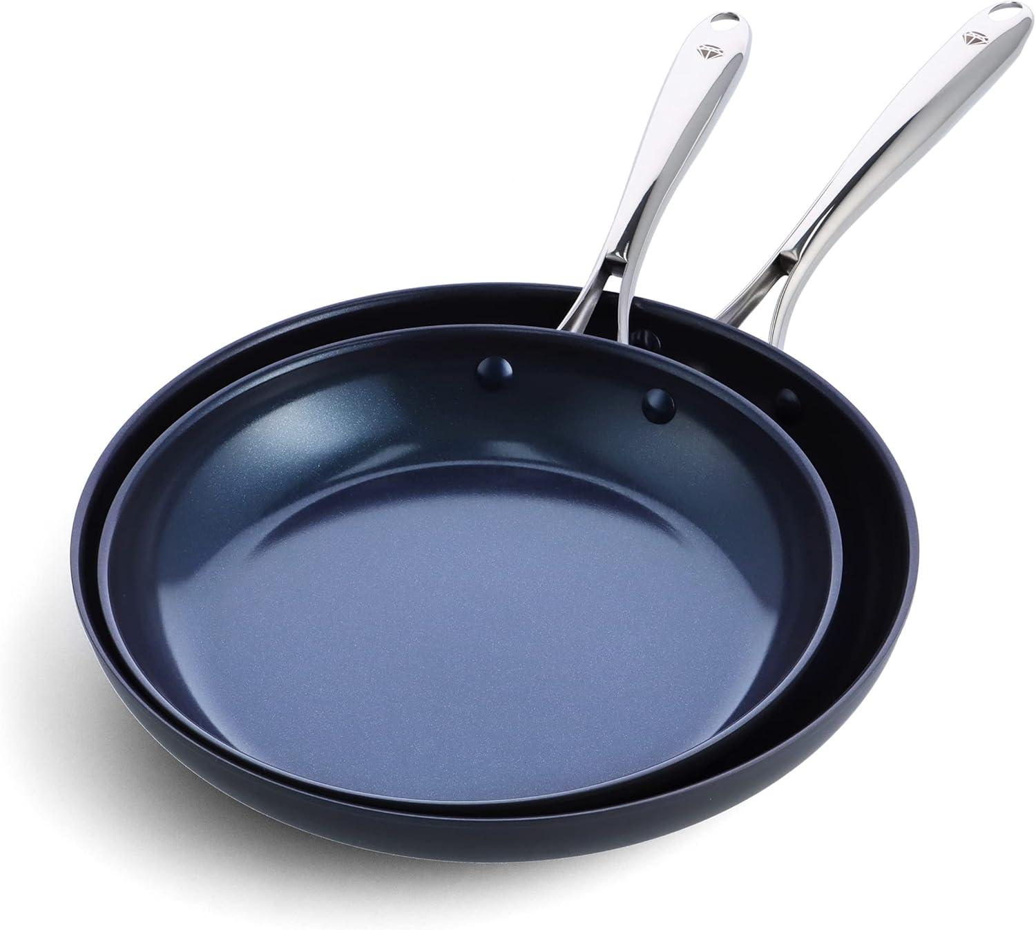 image:imageBlue Diamond Cookware Hard Anodized Ceramic Nonstick 10 Piece Cookware Pots and Pans Set NonToxic PFASFree Dishwasher and Oven Safe Durable Even Heating Metal Utensil Safe GrayGray