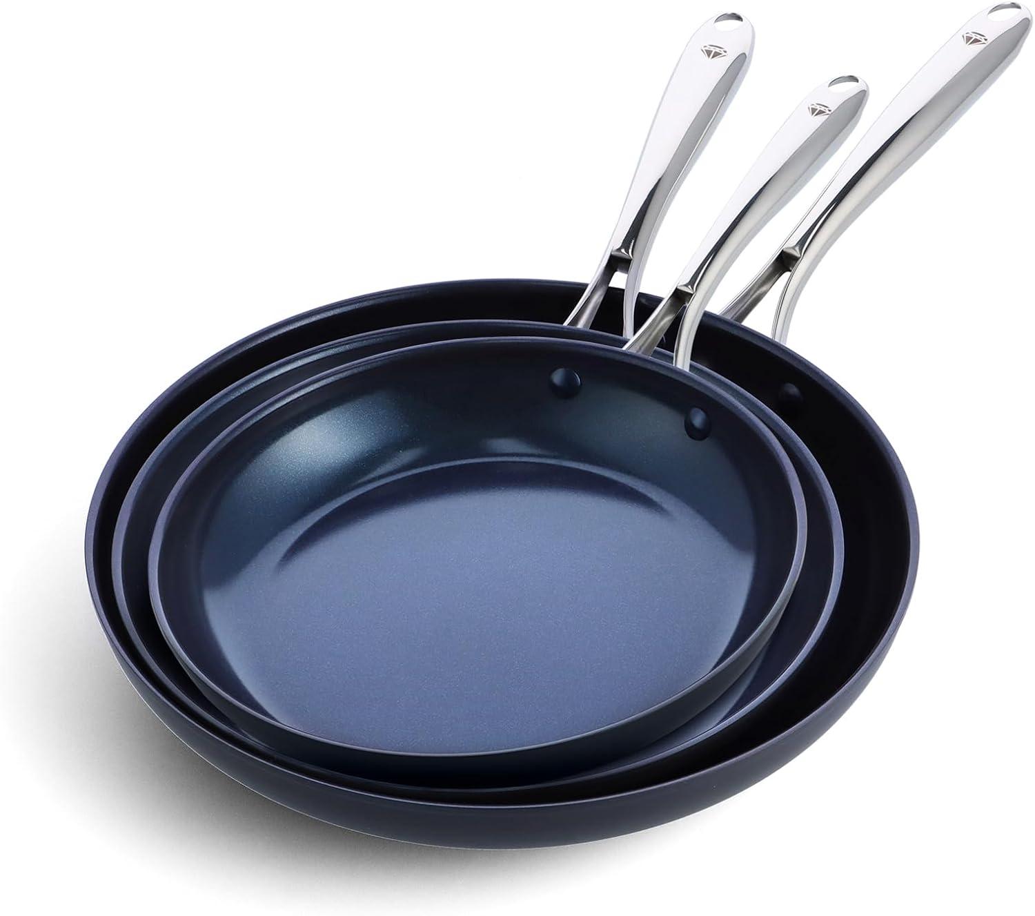 image:imageBlue Diamond Cookware Hard Anodized Ceramic Nonstick 10 Piece Cookware Pots and Pans Set NonToxic PFASFree Dishwasher and Oven Safe Durable Even Heating Metal Utensil Safe GrayGray