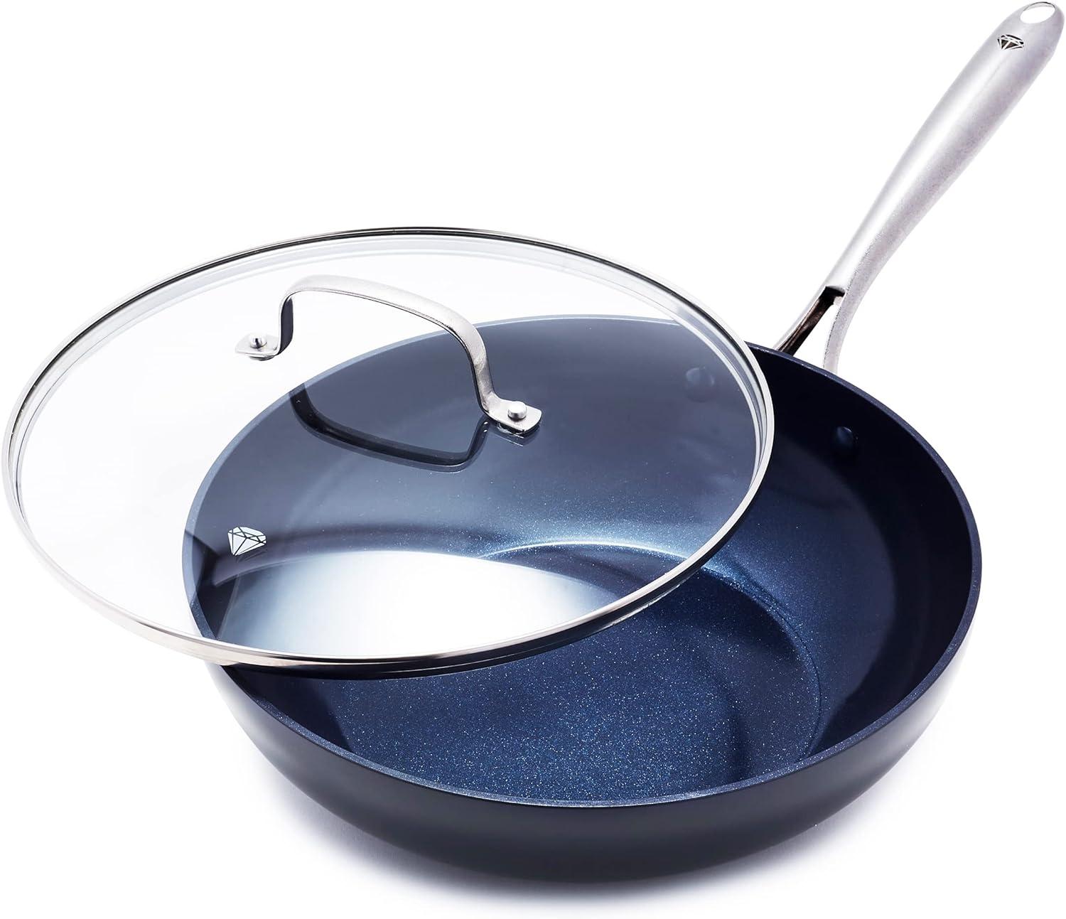 image:imageBlue Diamond Cookware Hard Anodized Ceramic Nonstick 10 Piece Cookware Pots and Pans Set NonToxic PFASFree Dishwasher and Oven Safe Durable Even Heating Metal Utensil Safe GrayGray