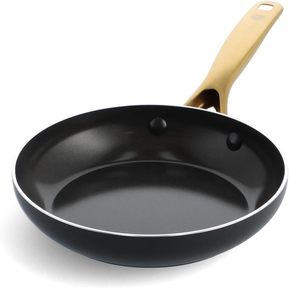 image:imageBlue Diamond 10 Nonstick Frying Pan Skillet Diamond Infused PFAS amp PTFEFree Ceramic Pot Dishwasher amp Oven Safe Gold Handle Induction Non Toxic Metal Utensil Safe Egg amp Omelet Pan BlackBlack