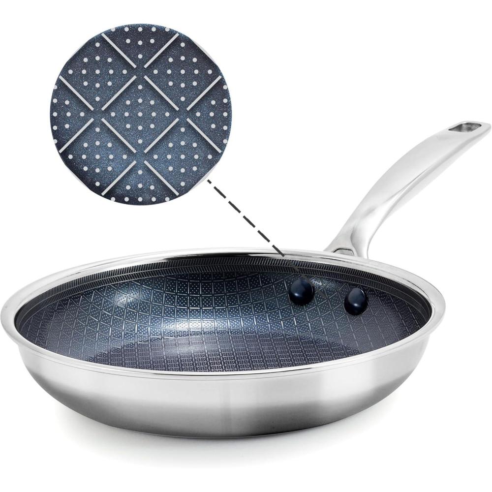 image:imageBlue Diamond Hybrid Nonstick Stainless Steel 8 Frying Pan PFASFree Ceramic Skillet Diamond Bond Powerful Searing Egg amp Omelet Pan Dishwasher Safe StayCool Handle Induction Ready All Cooktops10 Frying Pan Skillet