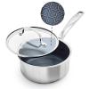 image:imageBlue Diamond Hybrid Nonstick Stainless Steel 4QT Saute Pan with Glass Lid PFASFree Ceramic Diamond Bond Deep Jumbo Skillet Induction Ready Dishwasher amp Metal Utensil Safe StayCool Handle157QT Saucepan with Glass Lid