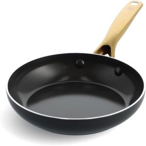Blue Diamond 10″ Nonstick Frying Pan Skillet, Diamond Infused PFAS & PTFE-Free Ceramic Pot, Dishwasher & Oven Safe, Gold Handle, Induction, Non Toxic Metal Utensil Safe, Egg & Omelet Pan, Black(Black)