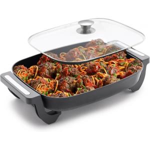 Blue Diamond 20” x 10.5” Extra Large Electric Griddle, Healthy Ceramic Nonstick Surface, Non-Toxic PFAS-Free, Temperature Control, Family Friendly, Removable Drip Tray, Easy Clean, Graphite(Electric Skillet)