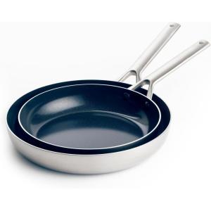 Blue Diamond Tri-Ply Stainless Steel 9.5” & 11″ Frying Pan Skillet Set, Healthy Ceramic Nonstick, PFAS-Free, Multi Clad, Induction, Dishwasher & Oven Safe, Versatile Kitchen Essential(9.5″ and 11″ Frying Pan Skillet Set)