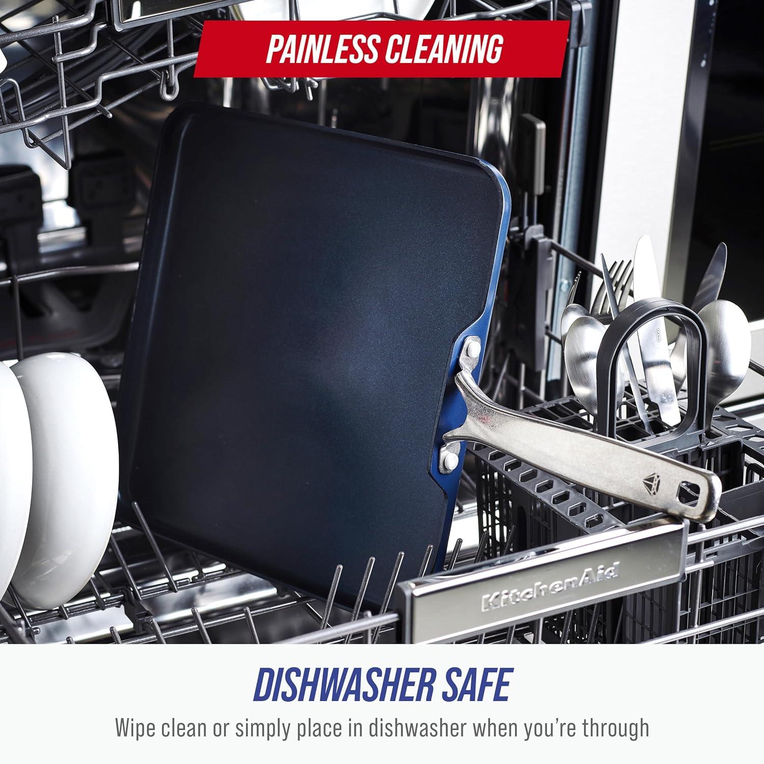 image:imageBlue Diamond 11 Nonstick Square Griddle Pan Non Toxic PFASFree Diamond Ceramic Dishwasher amp Oven Safe Even Heating Metal Utensil Safe Warp Control Blue11 Griddle Pan
