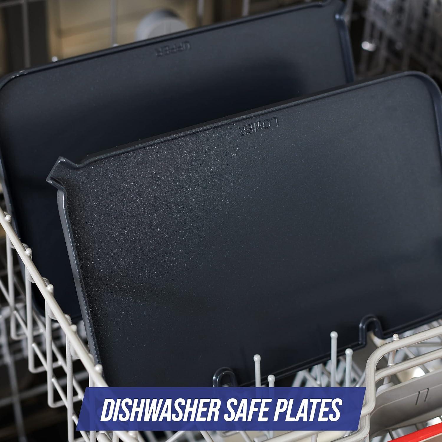 image:imageBlue Diamond Ceramic Nonstick Electric Contact Sizzle Griddle Open Flat Design Dishwasher Safe Removable Plates Adjustable Temperature Control PFASFree BlueContact Griddle without Grill and Waffle Plates