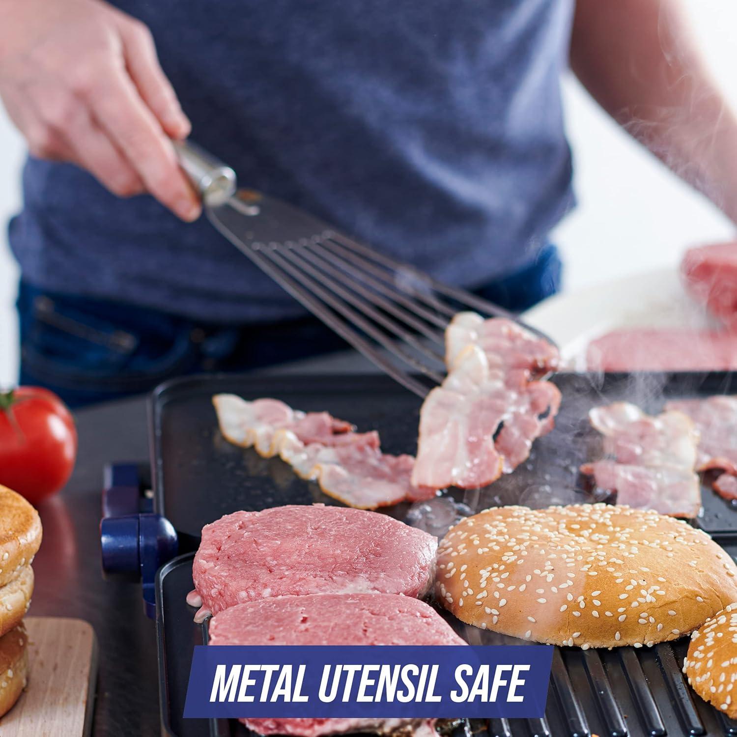 image:imageBlue Diamond Ceramic Nonstick Electric Contact Sizzle Griddle Open Flat Design Dishwasher Safe Removable Plates Adjustable Temperature Control PFASFree BlueContact Griddle without Grill and Waffle Plates