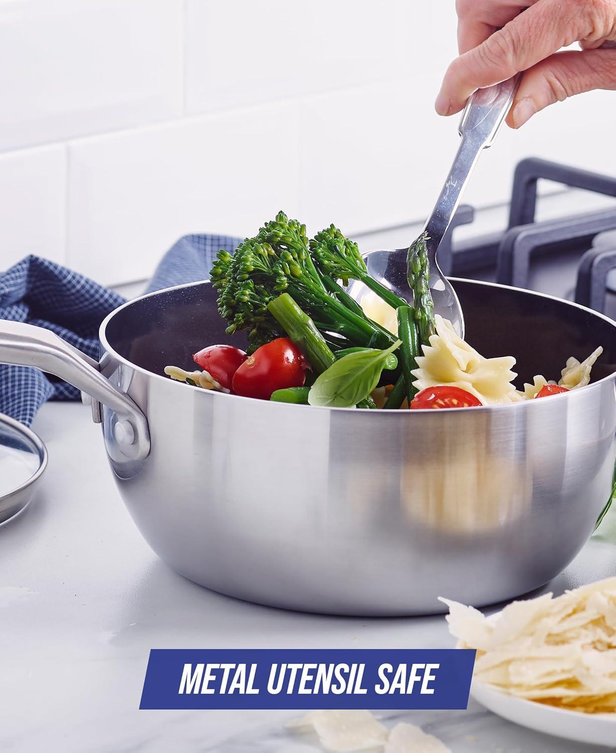 image:imageBlue Diamond 14 Piece Pots and Pans Set 5QT Jumbo Cooker 11 Griddle Mini Egg Pan Diamond Infused Healthy Ceramic Nonstick PFAS amp PFOAFree ProfessionalGrade Durable HeatResistant BlueSilver