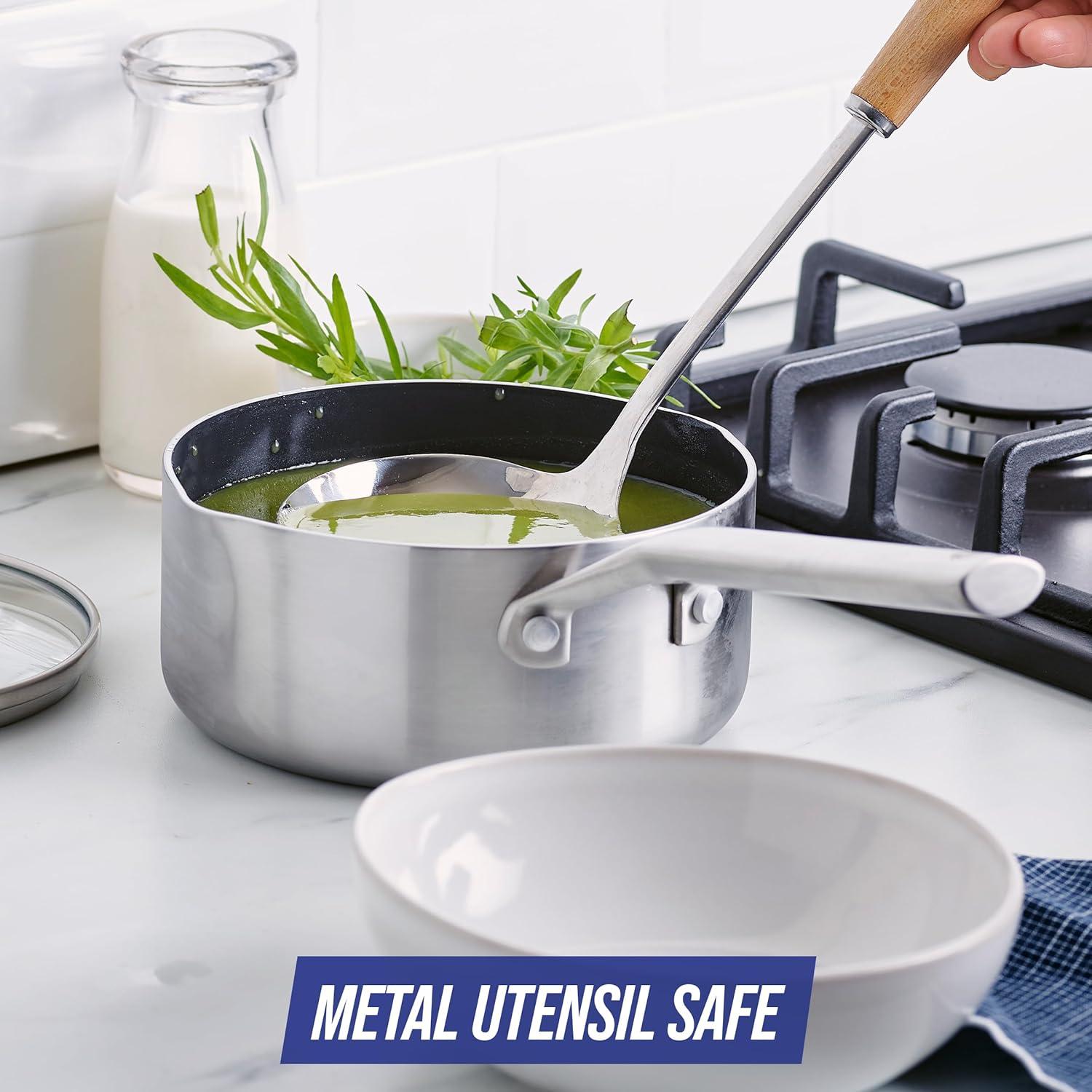 image:imageBlue Diamond 14 Piece Pots and Pans Set 5QT Jumbo Cooker 11 Griddle Mini Egg Pan Diamond Infused Healthy Ceramic Nonstick PFAS amp PFOAFree ProfessionalGrade Durable HeatResistant BlueSilver