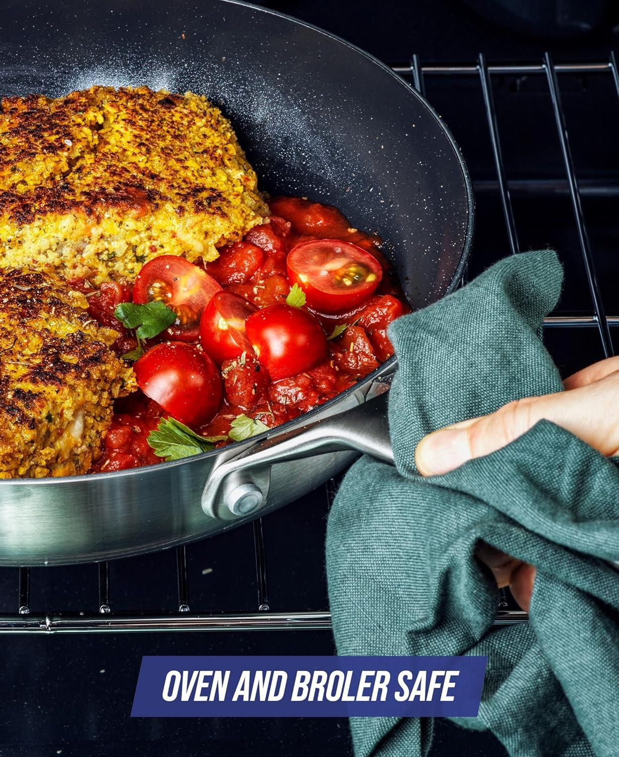 image:imageBlue Diamond 14 Piece Pots and Pans Set 5QT Jumbo Cooker 11 Griddle Mini Egg Pan Diamond Infused Healthy Ceramic Nonstick PFAS amp PFOAFree ProfessionalGrade Durable HeatResistant BlueSilver