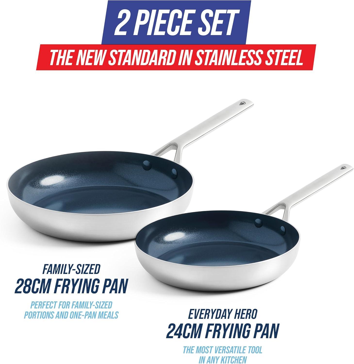 image:imageBlue Diamond 14 Piece Pots and Pans Set 5QT Jumbo Cooker 11 Griddle Mini Egg Pan Diamond Infused Healthy Ceramic Nonstick PFAS amp PFOAFree ProfessionalGrade Durable HeatResistant BlueSilver