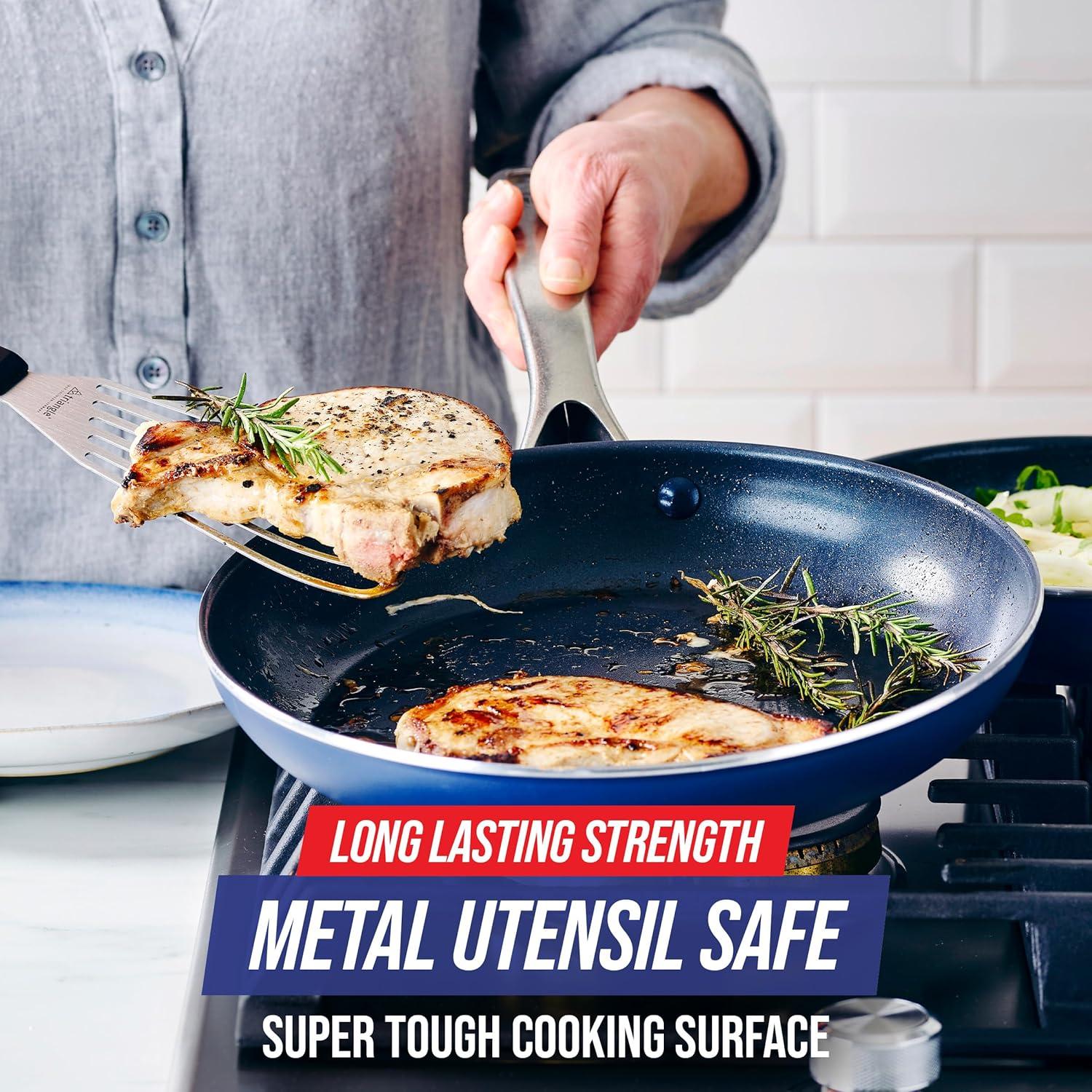 image:imageBlue Diamond 14 amp 12 Diamond Infused Ceramic Nonstick Frying Pans Bundle PFASFree Dishwasher SafeBlue
