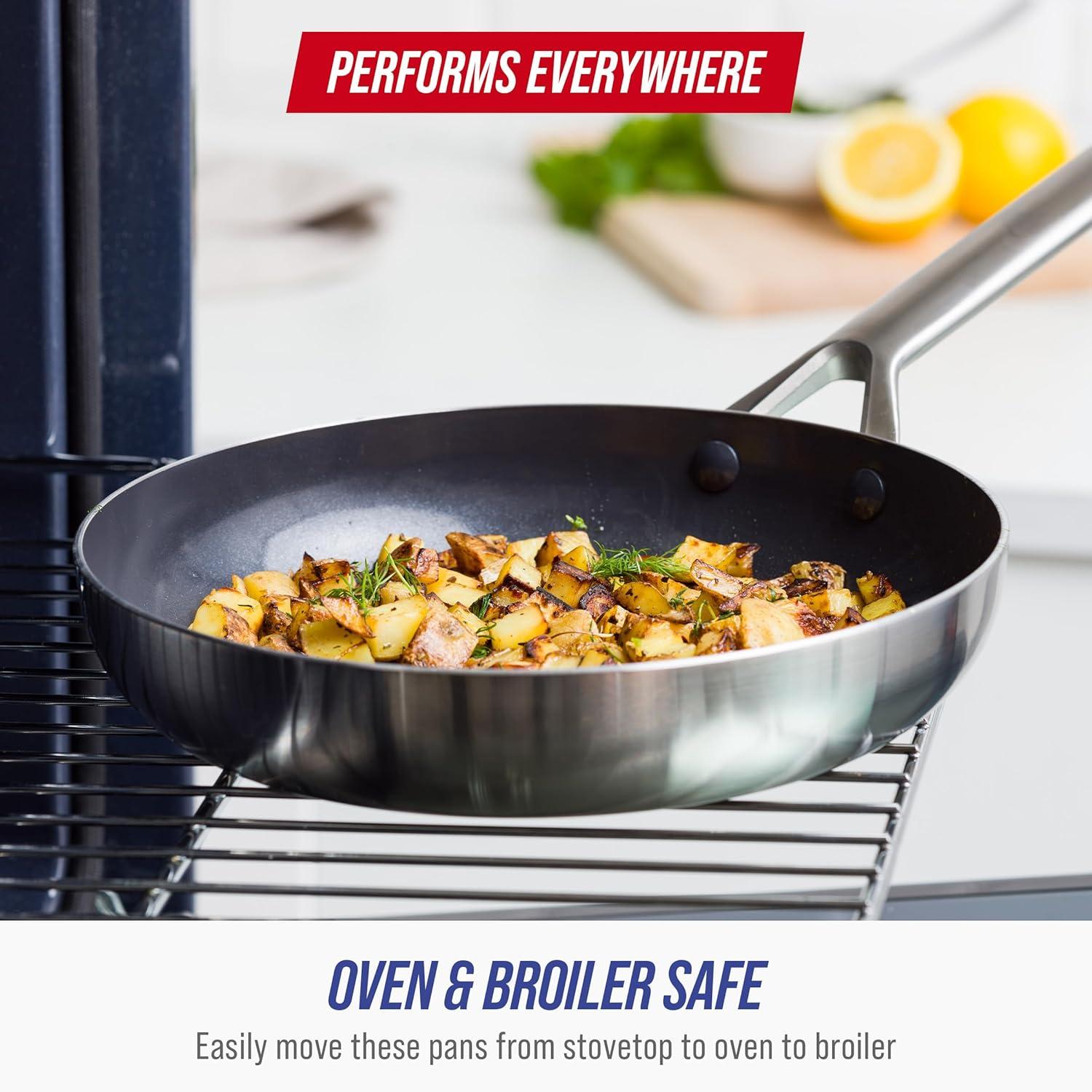 image:imageBlue Diamond 15 Piece Stainless Steel TriPly Cookware Pots and Pans Set Induction Compatible Diamond Infused PFASFree Ceramic Nonstick Dishwasher amp Metal Utensil Safe Scratch Resistant Silver15 Piece Cookware Pots and Pans Set