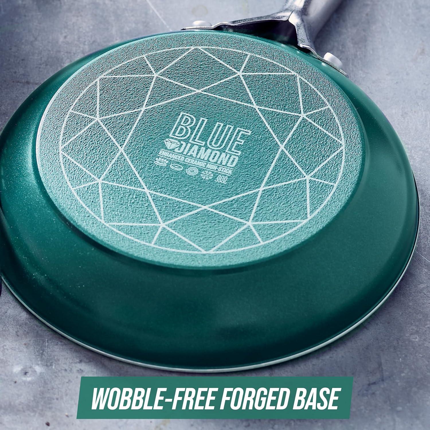 image:imageBlue Diamond 20 Piece Cookware and Bakeware Set Diamond Infused PFASFree Ceramic Nonstick Pots and Pans Durable Nontoxic Metal Utensil Safe amp Scratch Resistant Dishwasher amp Oven Safe GreenGreen