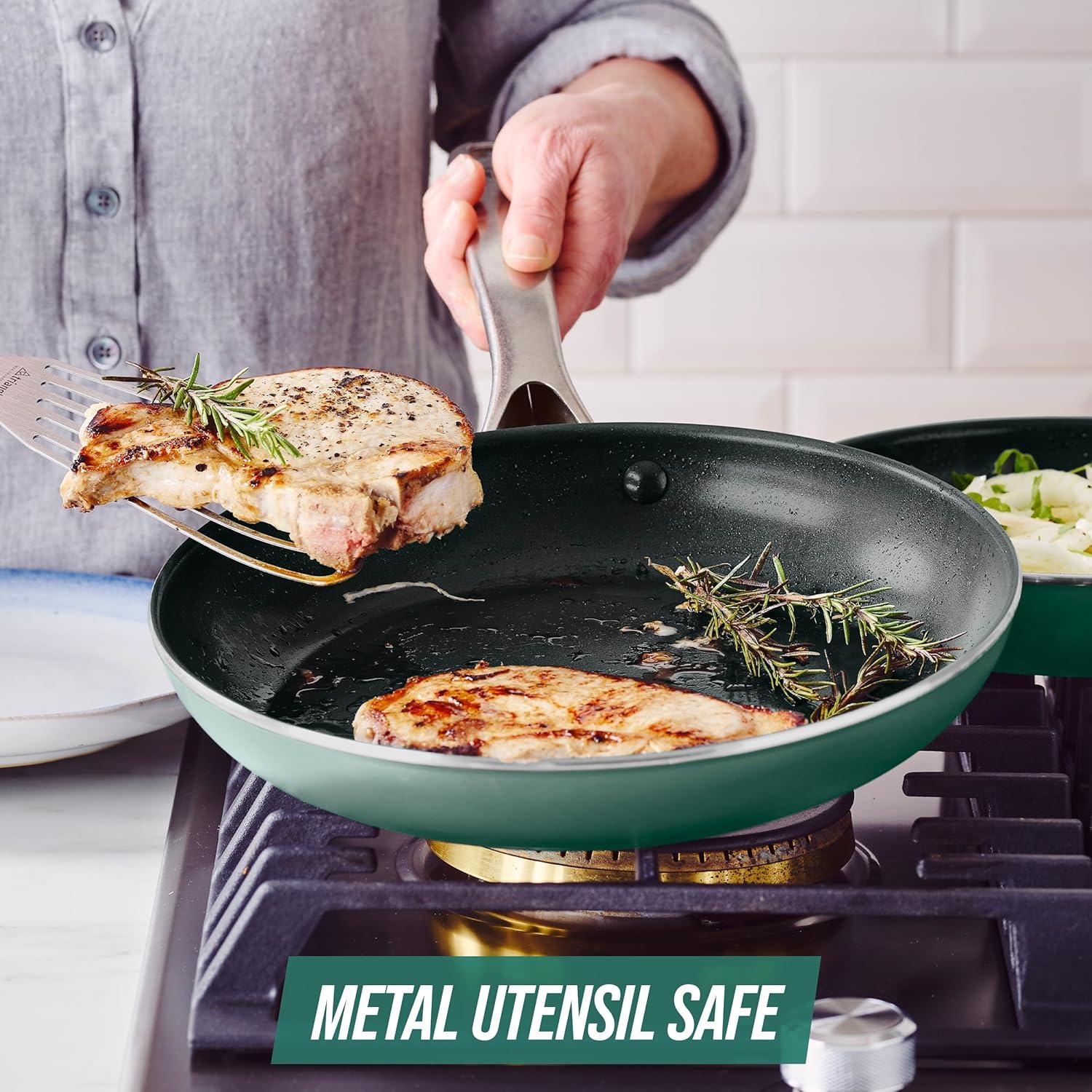 image:imageBlue Diamond 20 Piece Cookware and Bakeware Set Diamond Infused PFASFree Ceramic Nonstick Pots and Pans Durable Nontoxic Metal Utensil Safe amp Scratch Resistant Dishwasher amp Oven Safe GreenGreen