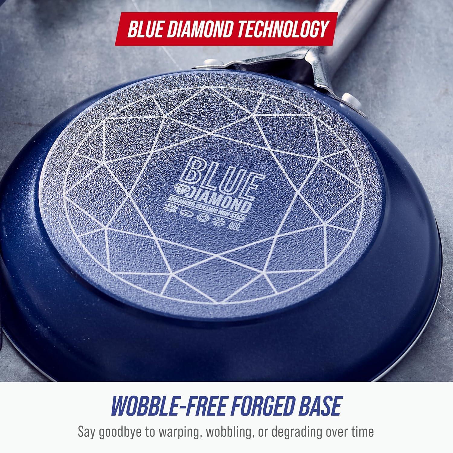 image:imageBlue Diamond 20 Piece Cookware and Bakeware Set Diamond Infused PFASFree Ceramic Nonstick Pots and Pans Durable Nontoxic Metal Utensil Safe amp Scratch Resistant Dishwasher amp Oven Safe GreenBlue