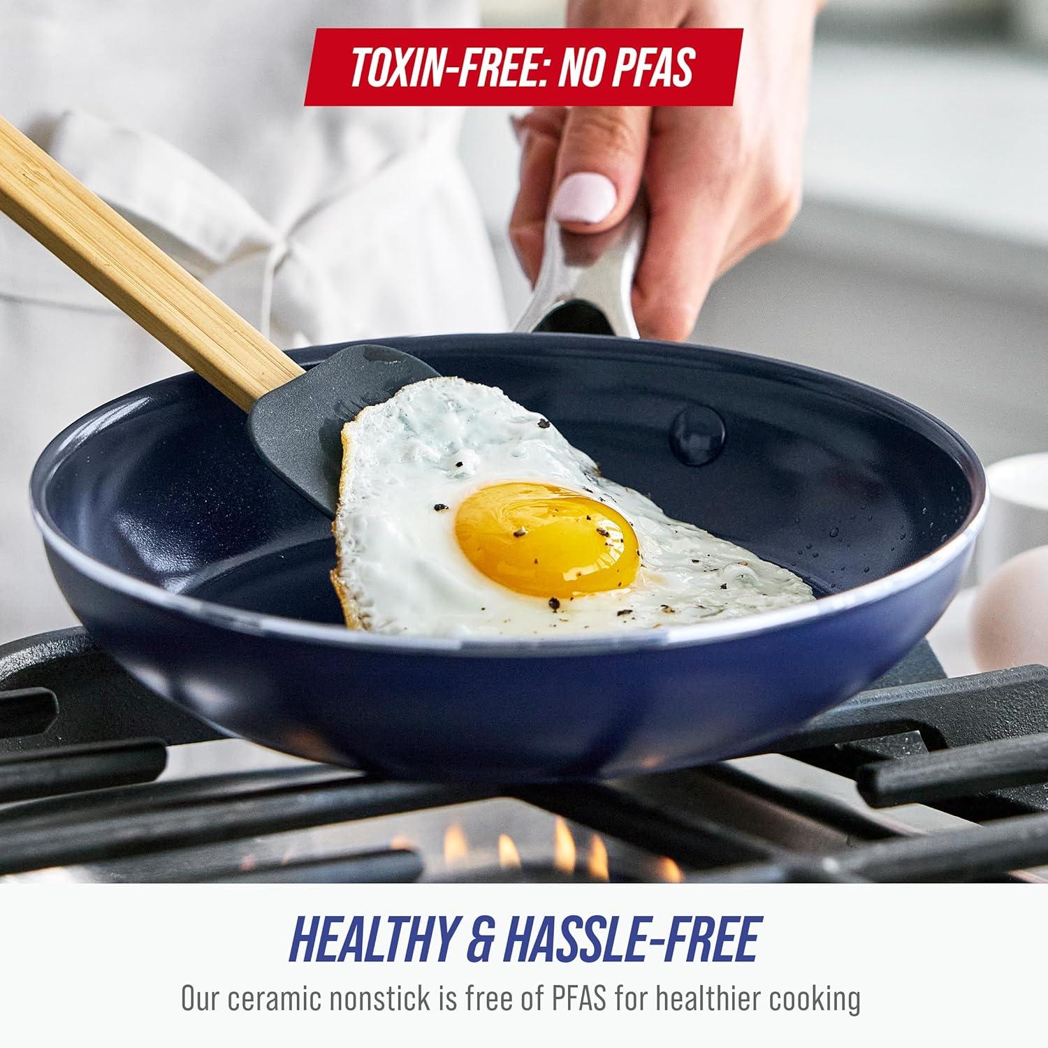 image:imageBlue Diamond 20 Piece Cookware and Bakeware Set Diamond Infused PFASFree Ceramic Nonstick Pots and Pans Durable Nontoxic Metal Utensil Safe amp Scratch Resistant Dishwasher amp Oven Safe GreenBlue
