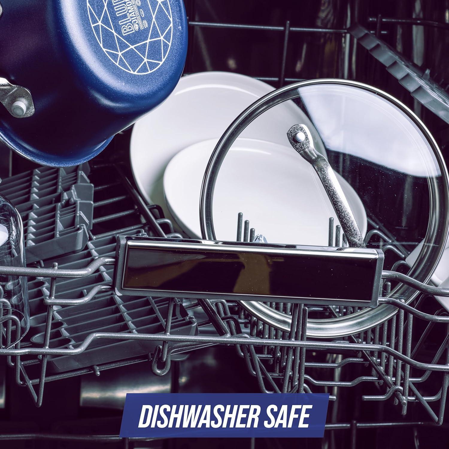 image:imageBlue Diamond 85 Universal Tempered Glass Lid Frying Pan Skillet Saut Saucepan Stockpot Oven Safe to 350F Dishwasher Safe Stainless Steel Handle Clearsilver