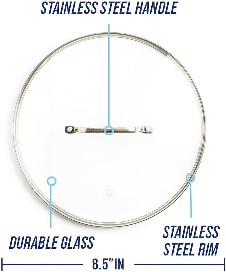 image:imageBlue Diamond 85 Universal Tempered Glass Lid Frying Pan Skillet Saut Saucepan Stockpot Oven Safe to 350F Dishwasher Safe Stainless Steel Handle Clearsilver