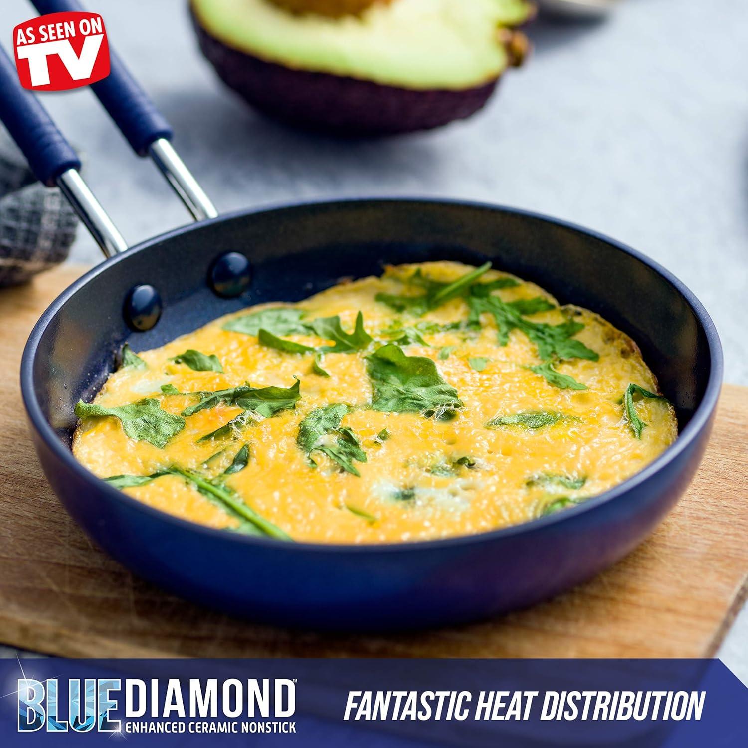 image:imageBlue Diamond Cookware Diamond Infused Ceramic Nonstick 12 Frying Pan Skillet with Lid PFASFree Dishwasher Safe Oven Safe Blue amp Cookware Healthy Ceramic Nonstick Mini Egg Pan Blue