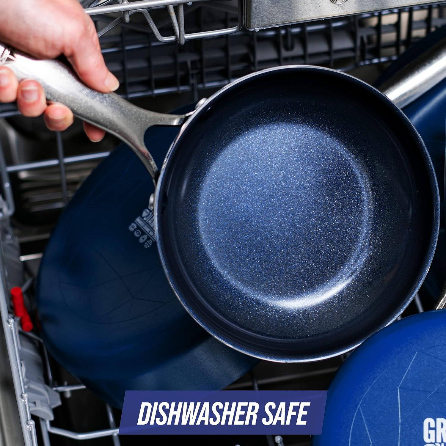 image:imageBlue Diamond Cookware Diamond Infused Ceramic Nonstick 12 Frying Pan Skillet with Lid PFASFree Dishwasher Safe Oven Safe Blue amp Cookware Healthy Ceramic Nonstick Mini Egg Pan Blue
