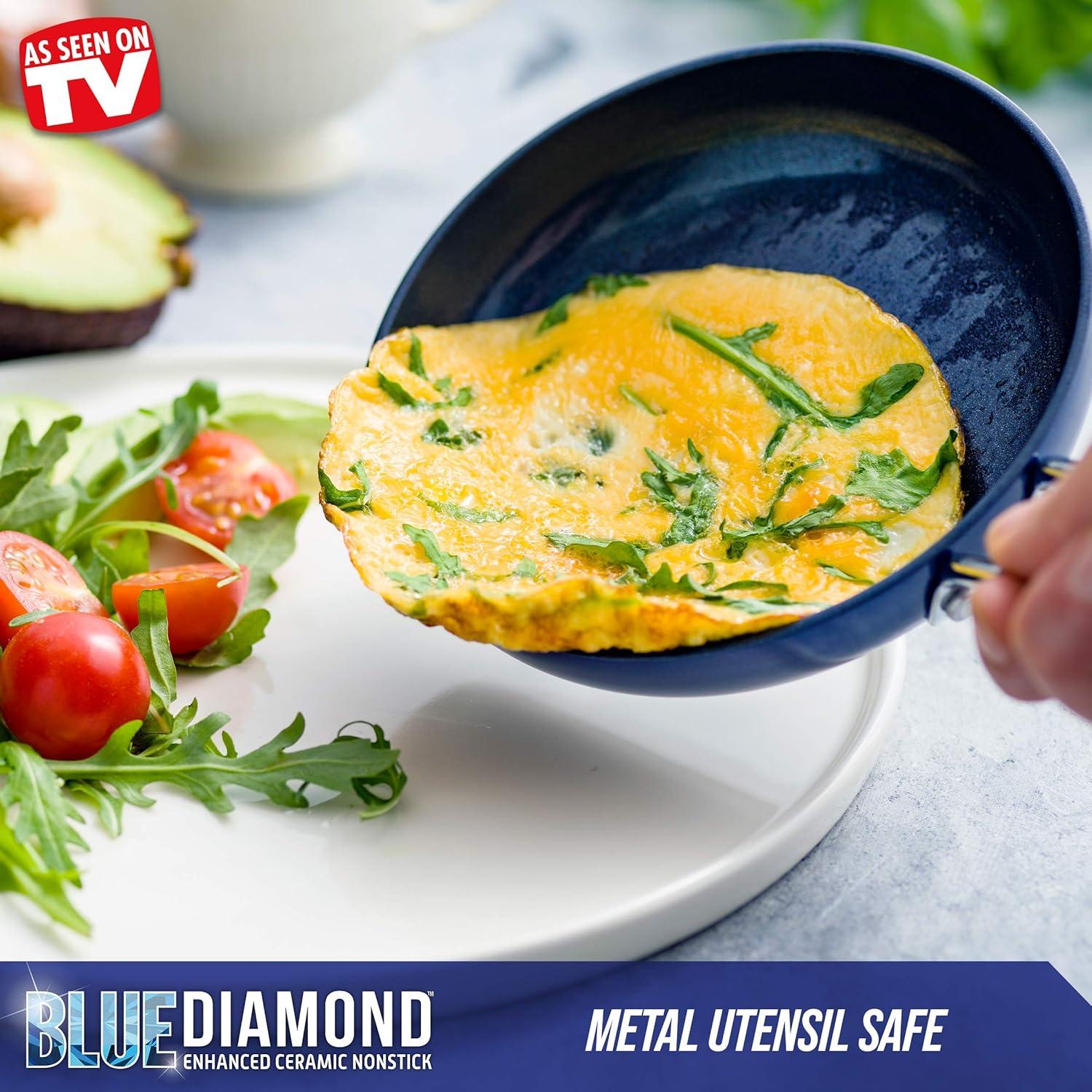image:imageBlue Diamond Cookware Diamond Infused Ceramic Nonstick 12 Frying Pan Skillet with Lid PFASFree Dishwasher Safe Oven Safe Blue amp Cookware Healthy Ceramic Nonstick Mini Egg Pan Blue