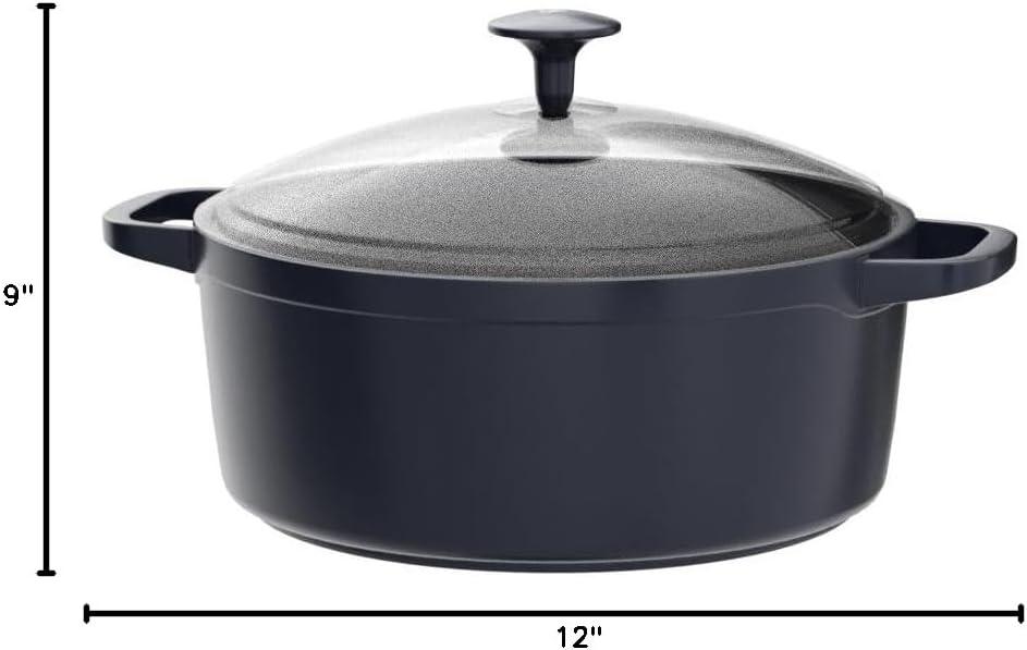 image:imageBlue Diamond Cookware Diamond Infused Ceramic Nonstick 55QT Dutch Oven with Glass Lid Lightweight Design PFASFree Dishwasher Safe Blue55QT Dutch Oven with Glass Lid