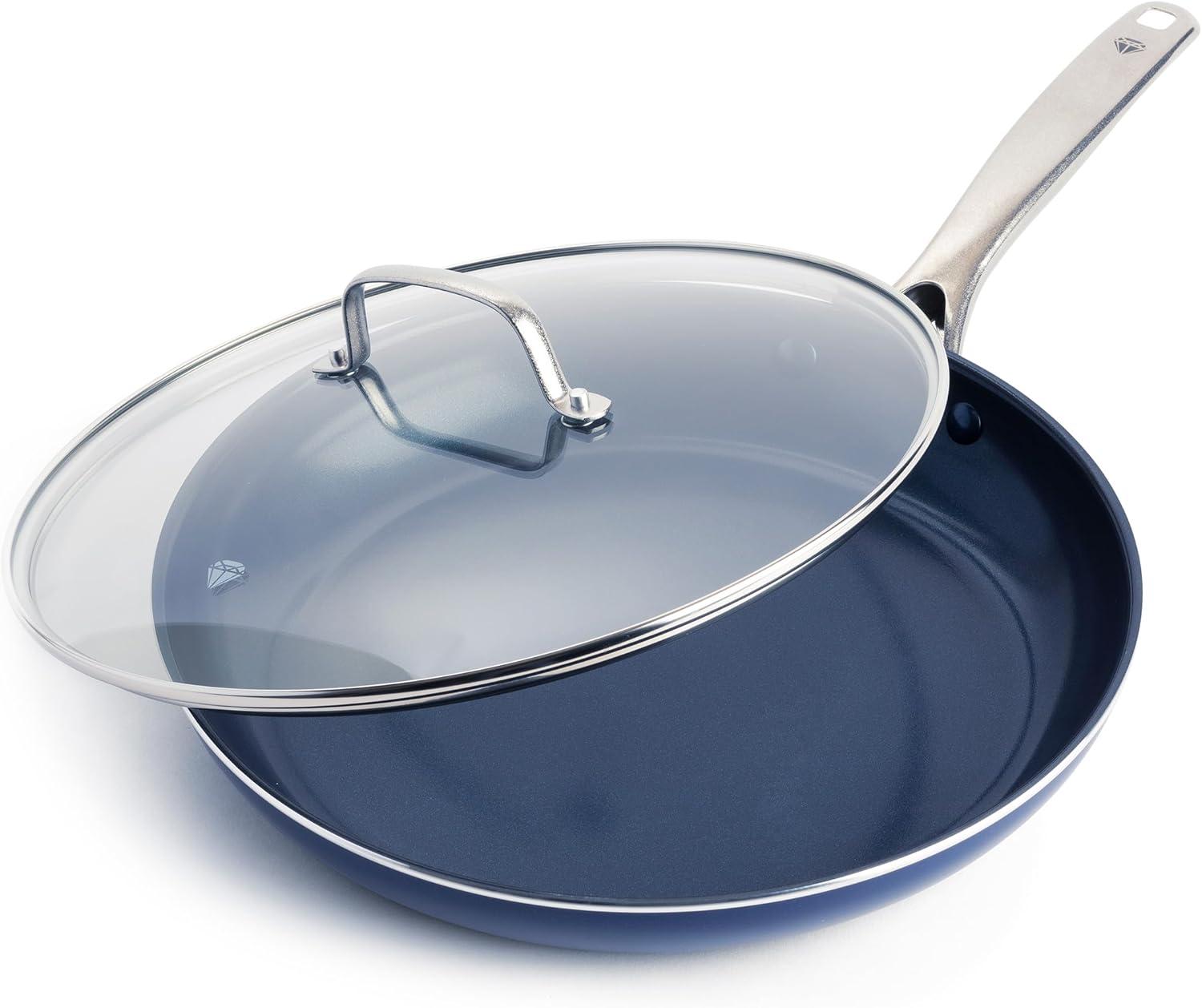 image:imageBlue Diamond Cookware Diamond Infused Ceramic Nonstick 95 and 11 Frying Pan Skillet Set PFASFree Dishwasher Safe Oven Safe Blue amp Cookware Diamond Infused Ceramic Nonstick 11 Griddle PanBlue