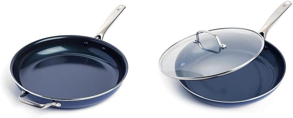 image:imageBlue Diamond Cookware Diamond Infused Ceramic Nonstick 95 and 11 Frying Pan Skillet Set PFASFree Dishwasher Safe Oven Safe Blue amp Cookware Diamond Infused Ceramic Nonstick 11 Griddle PanBlue