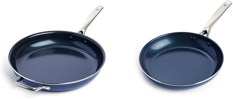 image:imageBlue Diamond Cookware Diamond Infused Ceramic Nonstick 95 and 11 Frying Pan Skillet Set PFASFree Dishwasher Safe Oven Safe Blue amp Cookware Diamond Infused Ceramic Nonstick 11 Griddle PanBlue