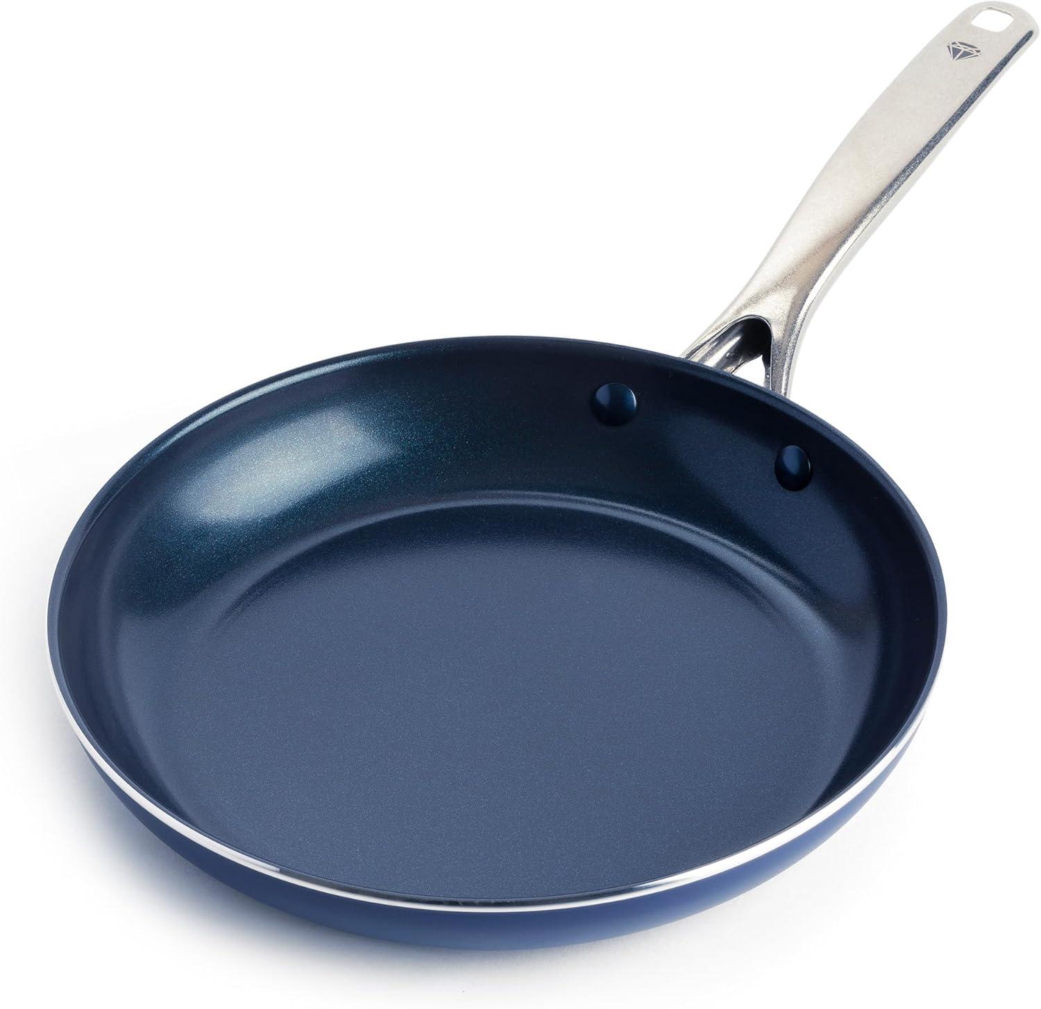 image:imageBlue Diamond Cookware Diamond Infused Ceramic Nonstick 95 and 11 Frying Pan Skillet Set PFASFree Dishwasher Safe Oven Safe Blue amp Cookware Diamond Infused Ceramic Nonstick 11 Griddle PanBlue