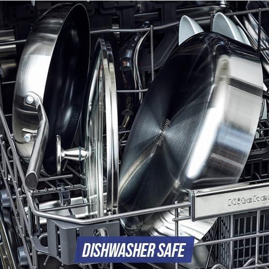 image:imageBlue Diamond Cookware TriPly Stainless Steel Ceramic Nonstick 16 QT Saucepan Pot with Lid PFASFree Multi Clad Induction Dishwasher Safe Oven Safe SilverSaucepan