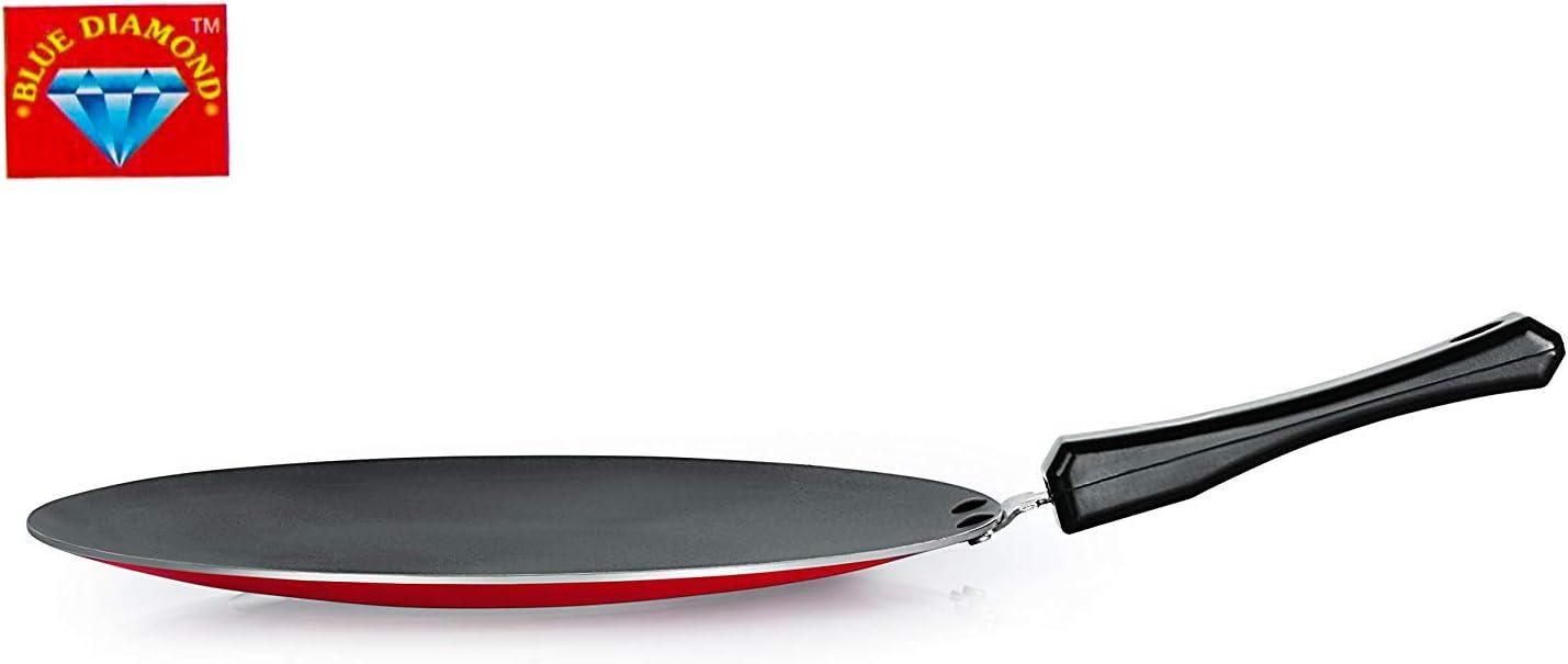 image:imageBlue Diamond Non Stick Aluminium Tawa Black Red 1 Piece