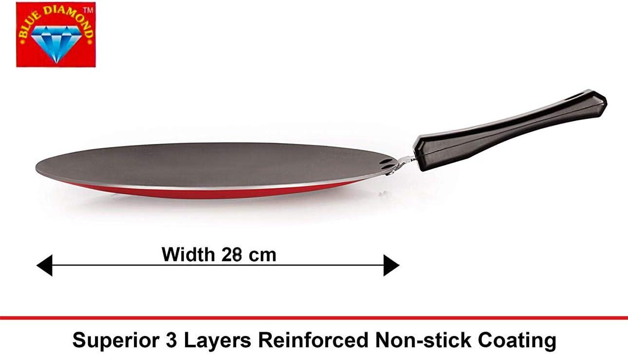 image:imageBlue Diamond Non Stick Aluminium Tawa Black Red 1 Piece