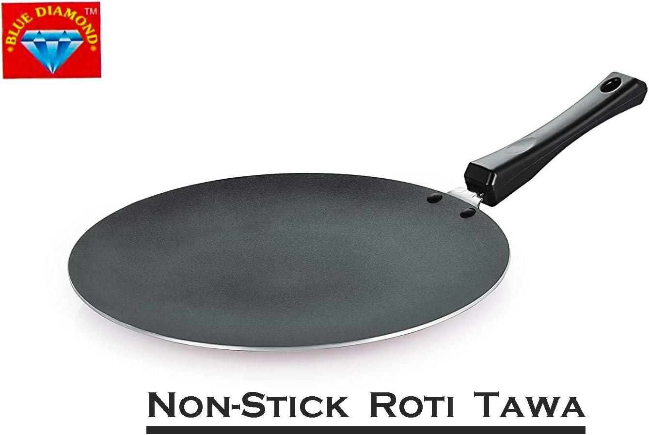image:imageBlue Diamond Non Stick Aluminium Tawa Black Red 1 Piece