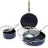 image:imageBlue Diamond 14 Piece Pots and Pans Set 5QT Jumbo Cooker 11 Griddle Mini Egg Pan Diamond Infused Healthy Ceramic Nonstick PFAS amp PFOAFree ProfessionalGrade Durable HeatResistant BlueBlue