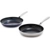 image:imageBlue Diamond 14 Piece Pots and Pans Set 5QT Jumbo Cooker 11 Griddle Mini Egg Pan Diamond Infused Healthy Ceramic Nonstick PFAS amp PFOAFree ProfessionalGrade Durable HeatResistant BlueBlue  Silver