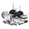 image:imageBlue Diamond 15 Piece Stainless Steel TriPly Cookware Pots and Pans Set Induction Compatible Diamond Infused PFASFree Ceramic Nonstick Dishwasher amp Metal Utensil Safe Scratch Resistant Silver15 Piece Cookware Pots and Pans Set