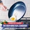 image:imageBlue Diamond Cookware Diamond Infused Ceramic Nonstick 8 10 14 and 14 Frying Pan Skillet Set PFASFree Dishwasher Safe Oven Safe Blue