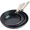 image:imageBlue Diamond Cookware Diamond Infused Healthy Ceramic Nonstick 8 10 amp 12 Frying Pan Set PFAS amp PFOAFree Dishwasher amp Oven Safe Durable Versatile Easy Clean Blue