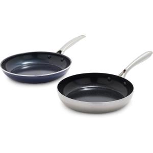 Blue Diamond 14 Piece Pots and Pans Set, 5QT Jumbo Cooker, 11″ Griddle, Mini Egg Pan, Diamond Infused Healthy Ceramic Nonstick, PFAS & PFOA-Free, Professional-Grade, Durable, Heat-Resistant, Blue(Blue & Silver)