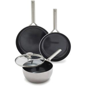 Blue Diamond 14 Piece Pots and Pans Set, 5QT Jumbo Cooker, 11″ Griddle, Mini Egg Pan, Diamond Infused Healthy Ceramic Nonstick, PFAS & PFOA-Free, Professional-Grade, Durable, Heat-Resistant, Blue(Silver)