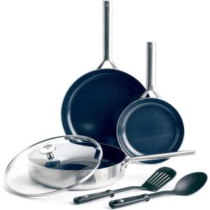 Blue Diamond 15 Piece Stainless Steel Tri-Ply Cookware Pots and Pans Set, Induction Compatible, Diamond Infused PFAS-Free Ceramic Nonstick, Dishwasher & Metal Utensil Safe, Scratch Resistant, Silver(6 Piece Cookware Pots and Pans Set)