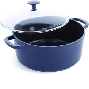 Blue Diamond Cookware Diamond Infused Ceramic Nonstick, 5.5QT Dutch Oven with Glass Lid, Lightweight Design, PFAS-Free, Dishwasher Safe, Blue(4.5QT Dutch Oven with Glass Lid)