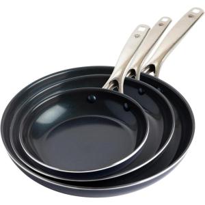 Blue Diamond Cookware Diamond Infused Healthy Ceramic Nonstick 8″ 10″ & 12″ Frying Pan Set, PFAS & PFOA-Free, Dishwasher & Oven Safe, Durable, Versatile, Easy Clean, Blue